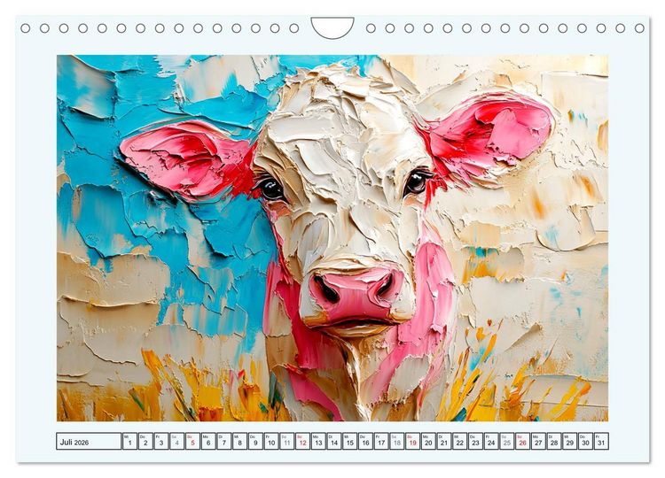 Produktbild: K&uuml;he im &Ouml;lgem&auml;lde-Stil. Ein Jahr mit lieblichen Tieren (Wandkalender 2026 DIN A4 quer), CALVENDO Monatskalender
