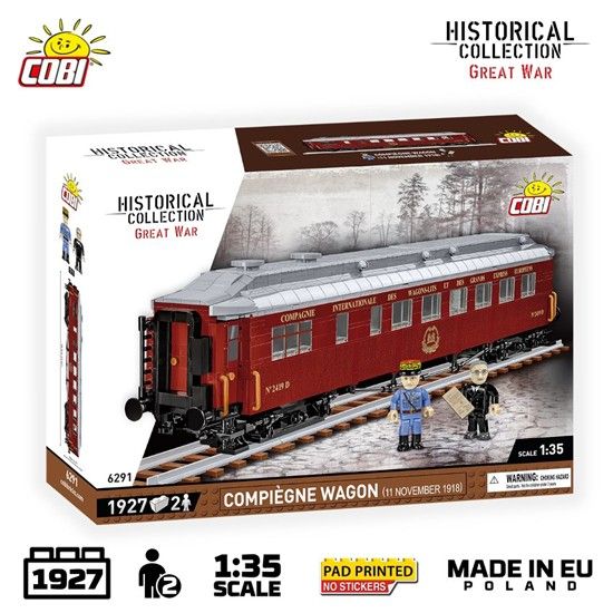 Produktbild: COBI Historical Collection 6291 - Compi&egrave;gne Wagon (11 November 1918), Speisewagen Orient Express, Bausatz 1:35, 1927 Klemmbausteine/2 Figuren
