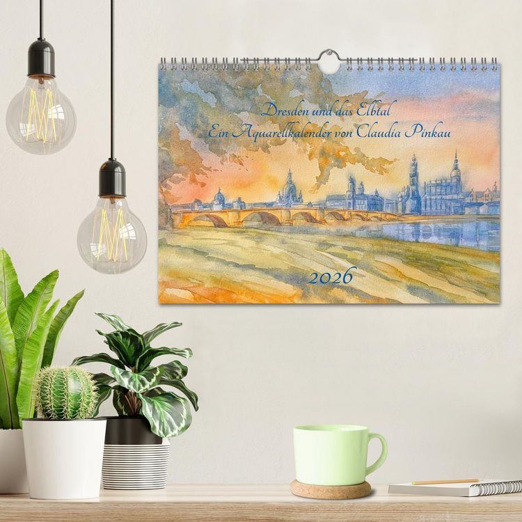 Produktbild: Dresden und das Elbtal - Ein Aquarellkalender von Claudia Pinkau (Wandkalender 2026 DIN A4 quer), CALVENDO Monatskalender