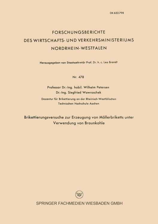 Produktbild: Brikettierungsversuche zur Erzeugung von Möllerbriketts unter Verwendung von Braunkohle