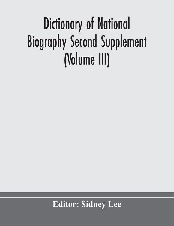 Produktbild: Dictionary Of National Biography Second Supplement (Volume Iii)