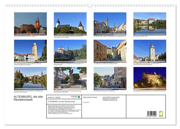 Produktbild: ALTENBURG, die alte Residenzstadt (Wandkalender 2026 DIN A2 quer), CALVENDO Monatskalender