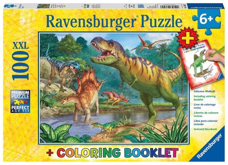 Produktbild: Puzzle Ravensburger Welt der Dinosaurier 100 Teile XXL Colouring Booklet