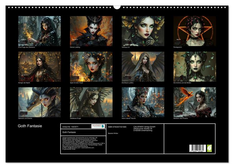 Produktbild: Goth Fantasie (Wandkalender 2026 DIN A2 quer), CALVENDO Monatskalender