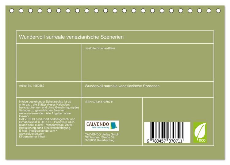 Produktbild: Wundervoll surreale venezianische Szenerien (Tischkalender 2026 DIN A5 quer), CALVENDO Monatskalender