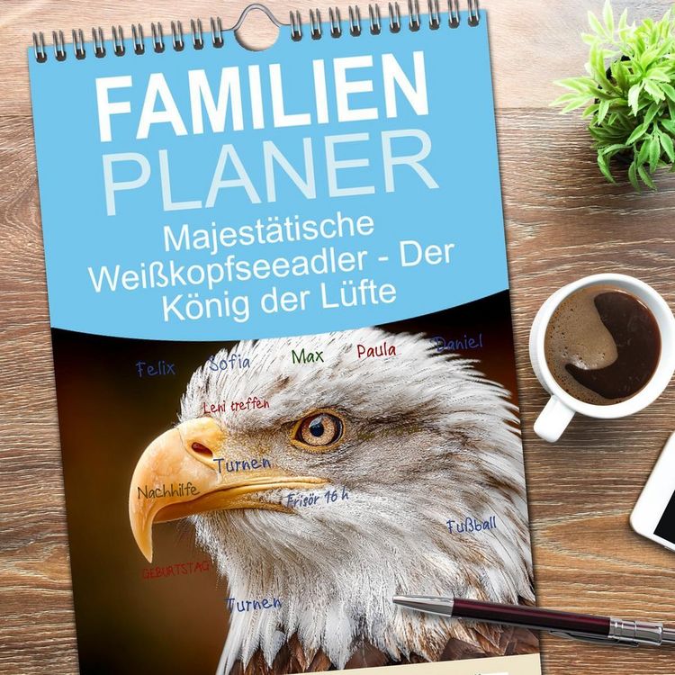 Produktbild: Familienplaner 2026 - Majest&auml;tische Wei&szlig;kopfseeadler - Der K&ouml;nig der L&uuml;fte mit 5 Spalten (Wandkalender, 21 x 45 cm) CALVENDO