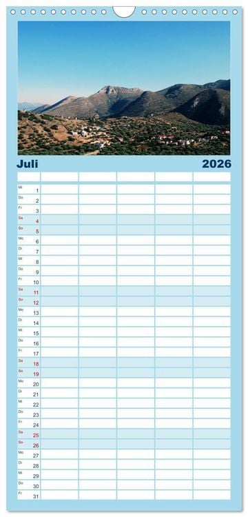 Produktbild: Familienplaner 2026 - Griechenland - Insel Kreta mit 5 Spalten (Wandkalender, 21 x 45 cm) CALVENDO