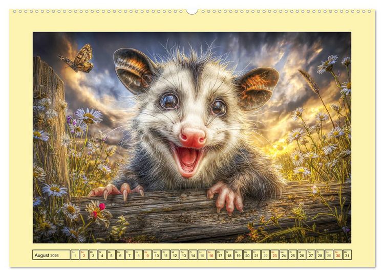 Produktbild: Sanfte Beutelratten. Opossums im stillen Rhythmus der Natur (hochwertiger Premium Wandkalender 2026 DIN A2 quer), Kunstdruck in Hochglanz