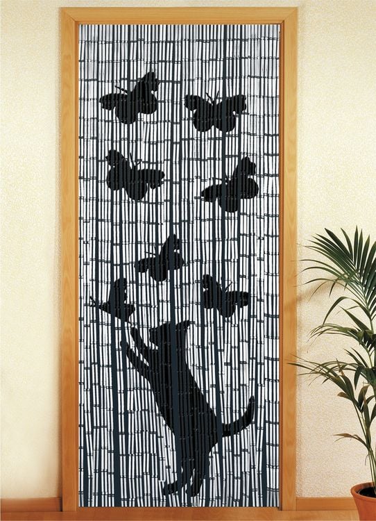 Produktbild: Bambusvorhang Mod. Katze und Schmetterling, 90 x 200 cm