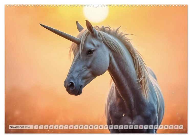 Produktbild: Einhorn Zauberwelt - Die m&auml;rchenhafte Welt der KI Einh&ouml;rner (Wandkalender 2026 DIN A2 quer), CALVENDO Monatskalender