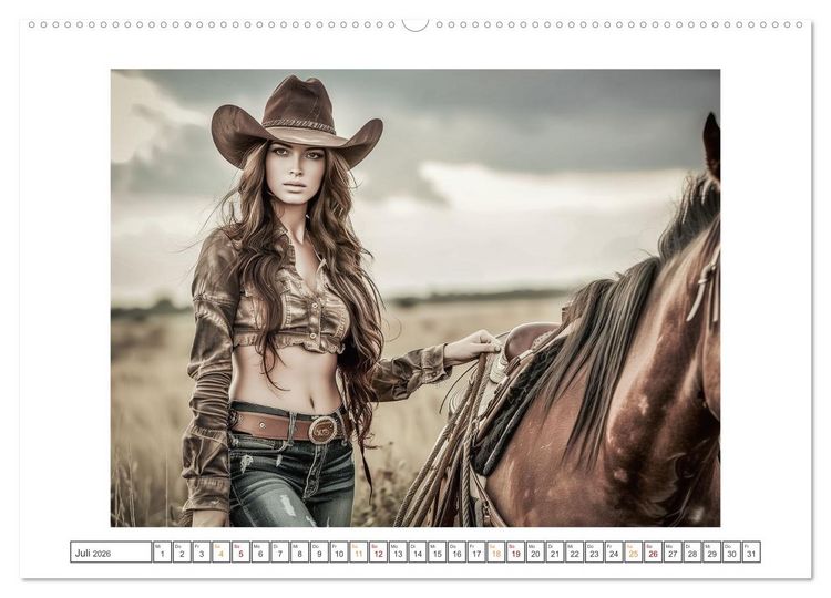 Produktbild: Sattel und Sinnlichkeit - Begegnungen mit den Verf&uuml;hrerischen Cowgirls (Wandkalender 2026 DIN A2 quer), CALVENDO Monatskalender