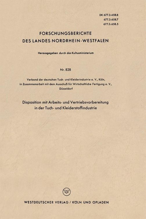 Produktbild: Disposition mit Arbeits- und Vertriebsvorbereitung in der Tuch- und Kleiderstoffindustrie