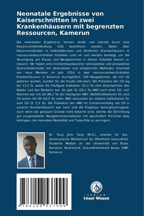 Produktbild: Neonatale Ergebnisse von Kaiserschnitten in zwei Krankenh&auml;usern mit begrenzten Ressourcen, Kamerun