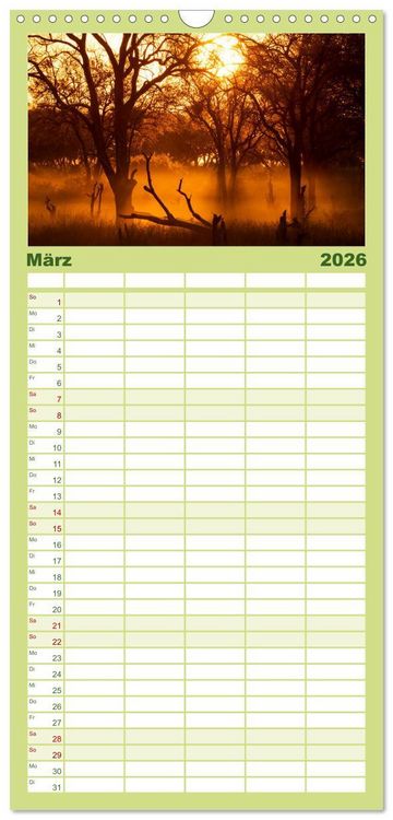 Produktbild: Familienplaner 2026 - Okavango! Atemberaubende Natursch&ouml;nheit im gr&ouml;&szlig;ten Binnendelta der Welt mit 5 Spalten (Wandkalender, 21 x 45 cm) CALVENDO