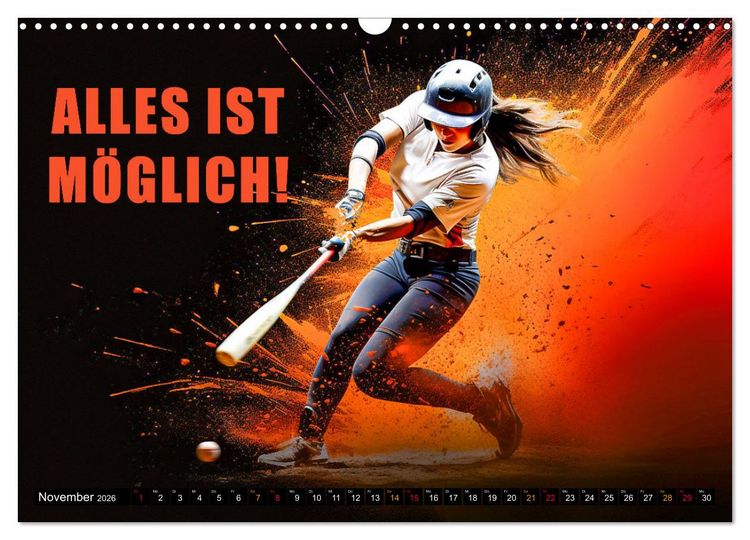 Produktbild: Baseball und Motivation (Wandkalender 2026 DIN A3 quer), CALVENDO Monatskalender