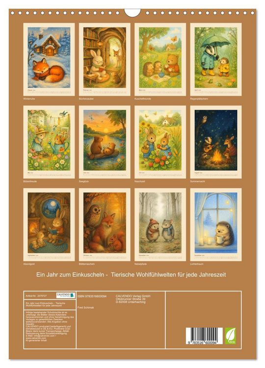 Produktbild: Ein Jahr zum Einkuscheln - Tierische Wohlf&uuml;hlwelten f&uuml;r jede Jahreszeit (Wandkalender 2026 DIN A3 hoch), CALVENDO Monatskalender