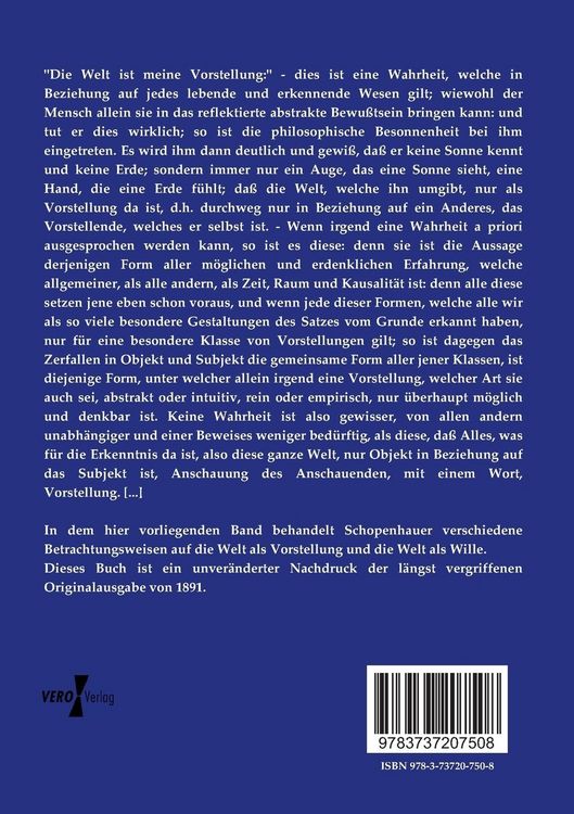 Produktbild: Die Welt als Wille und Vorstellung
