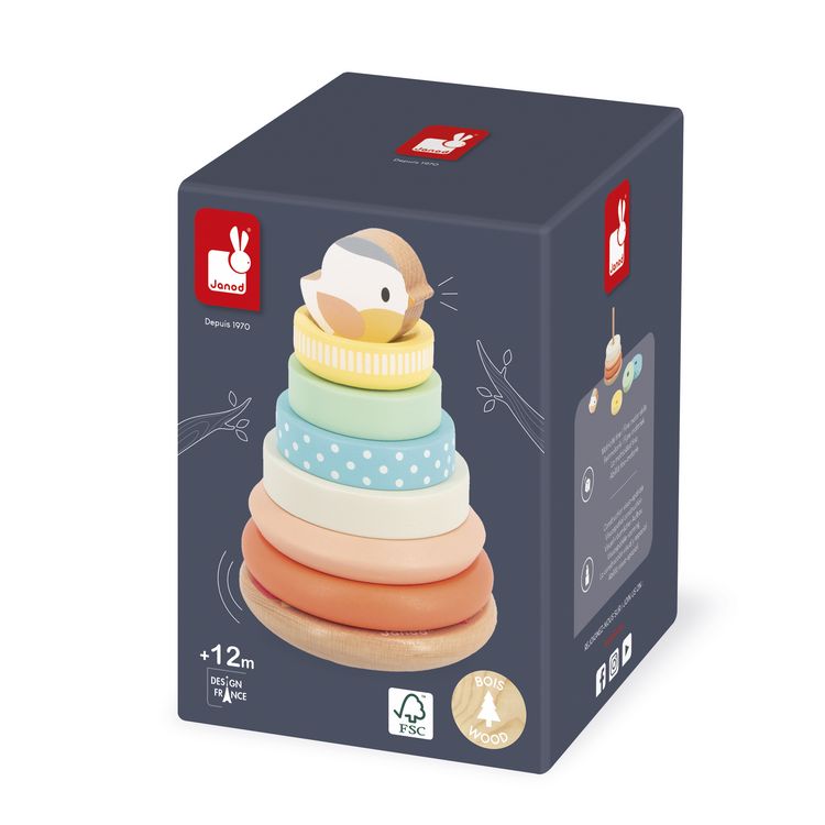 Produktbild: Holz-Stapelspiel Vogel & Nest ab 12 Monaten &ndash; 7-teilig