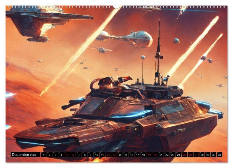 Produktbild: Futuristische Weltraumschlachten (hochwertiger Premium Wandkalender 2026 DIN A2 quer), Kunstdruck in Hochglanz