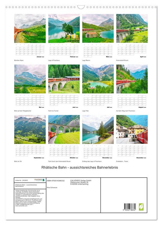 Produktbild: Rh&auml;tische Bahn - aussichtsreiches Bahnerlebnis (Wandkalender 2026 DIN A2 hoch), CALVENDO Monatskalender
