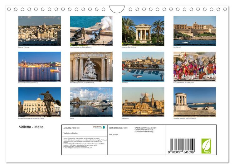 Produktbild: Valletta - Malta (Wandkalender 2026 DIN A4 quer), CALVENDO Monatskalender