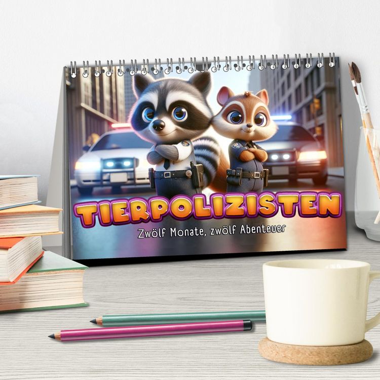 Produktbild: Tierpolizisten - Zw&ouml;lf Monate, zw&ouml;lf Abenteuer (Tischkalender 2026 DIN A5 quer), CALVENDO Monatskalender