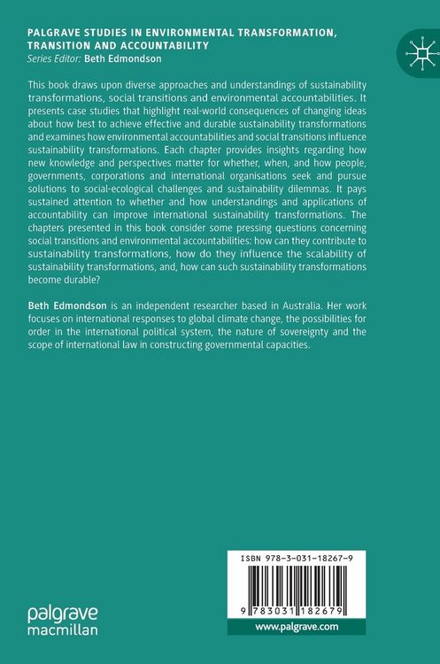 Produktbild: Sustainability Transformations, Social Transitions and Environmental Accountabilities