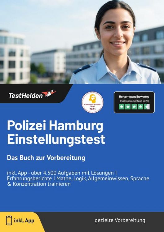 Produktbild: Polizei Hamburg Einstellungstest: Das Buch zur Vorbereitung - inkl. App - &uuml;ber 4