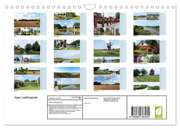 Produktbild: Aper Lieblingsorte (Wandkalender 2027 DIN A4 quer), CALVENDO Monatskalender