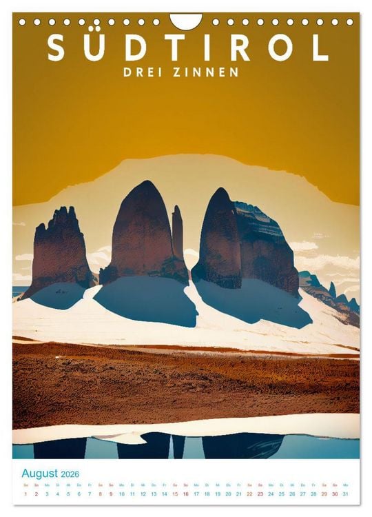 Produktbild: S&uuml;dtirol - Old School Poster Style (Wandkalender 2026 DIN A4 hoch), CALVENDO Monatskalender