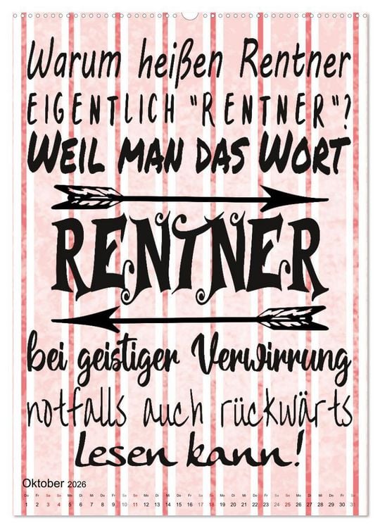 Produktbild: Coole Spr&uuml;che zum Ruhestand (Wandkalender 2026 DIN A2 hoch), CALVENDO Monatskalender