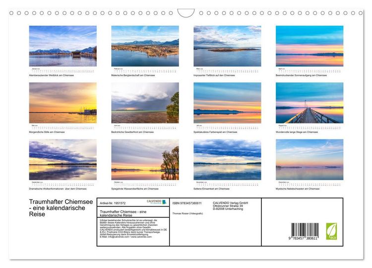 Produktbild: Traumhafter Chiemsee - eine kalendarische Reise (Wandkalender 2026 DIN A3 quer), CALVENDO Monatskalender