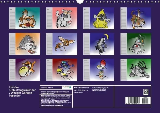 Produktbild: Hunde-Geburtstagskalender / Witziger Cartoon-Kalender (Wandkalender immerw&auml;hrend DIN A3 quer)