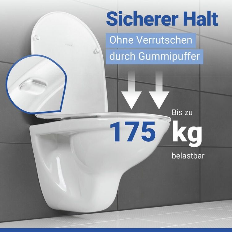 Produktbild: WC Sitz Mod. Galati Wei&szlig; matt, Toilettendeckel in D-Form mit Absenkautomatik