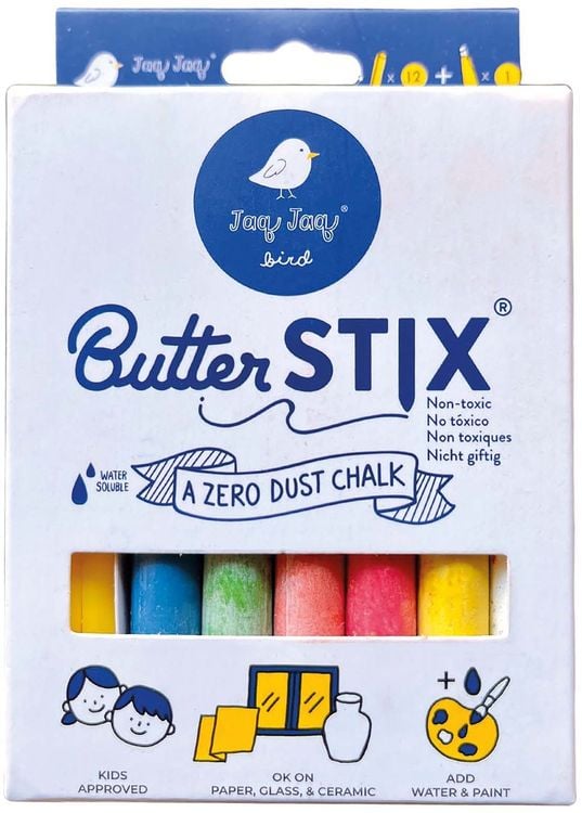 Jaq Jaq Bird - Kreide Butterstix bunt 12 Stk mit Halter