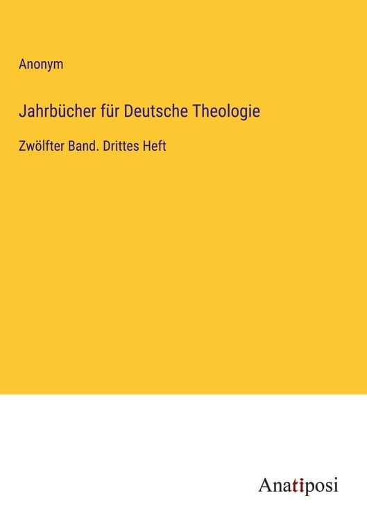 Produktbild: Jahrb&uuml;cher f&uuml;r Deutsche Theologie