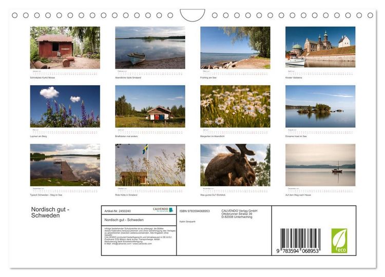 Produktbild: Nordisch gut - Schweden (Wandkalender 2027 DIN A4 quer), CALVENDO Monatskalender