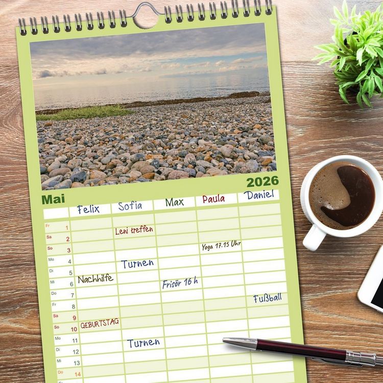 Produktbild: Familienplaner 2026 - K&uuml;stenregionen Deutschland mit 5 Spalten (Wandkalender, 21 x 45 cm) CALVENDO