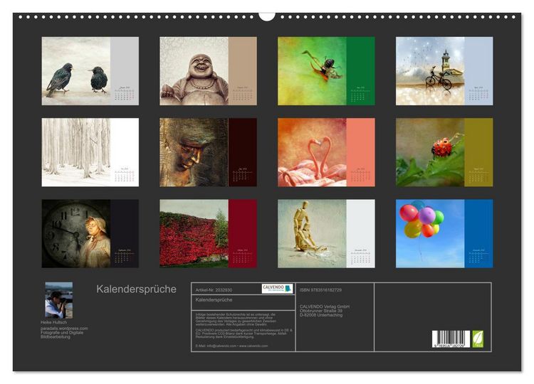 Produktbild: Kalenderspr&uuml;che (Wandkalender 2026 DIN A2 quer), CALVENDO Monatskalender