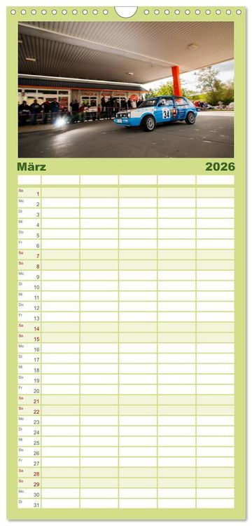 Produktbild: Familienplaner 2026 - Rallye Faszination 2026 mit 5 Spalten (Wandkalender, 21 x 45 cm) CALVENDO