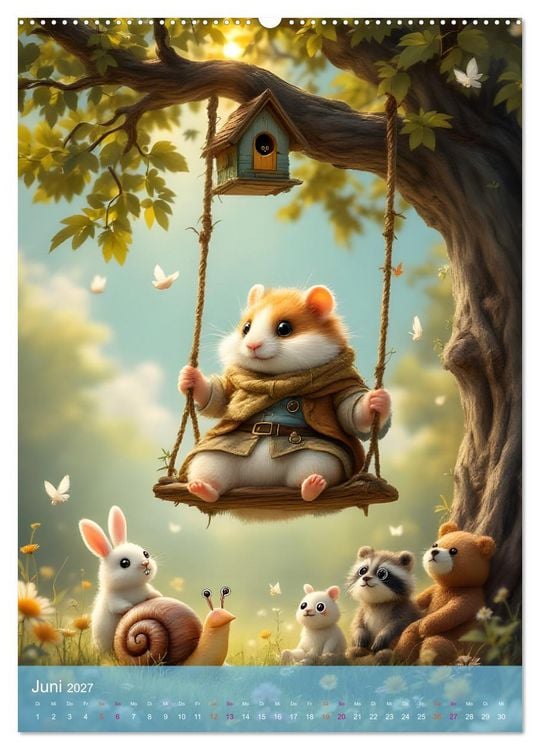 Produktbild: Einfach gl&uuml;cklich. Mit Hamsterfreunden durchs Jahr (Wandkalender 2027 DIN A2 hoch), CALVENDO Monatskalender