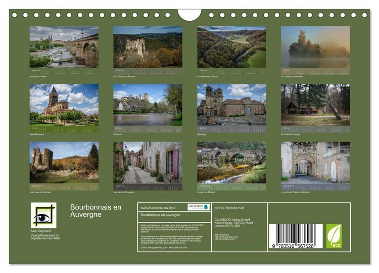 Produktbild: Bourbonnais en Auvergne (Calendrier mural 2026 DIN A4 vertical), CALVENDO calendrier mensuel