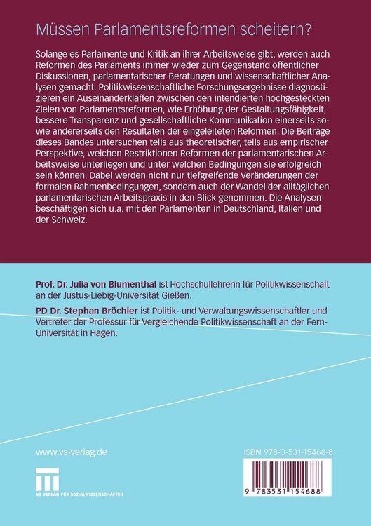 Produktbild: M&uuml;ssen Parlamentsreformen scheitern?