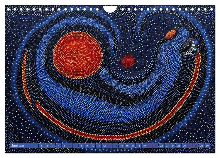 Produktbild: Traumzeit - KI-generierte Aborigine-Kunst aus dem Herzen Australiens (Wandkalender 2026 DIN A4 quer), CALVENDO Monatskalender