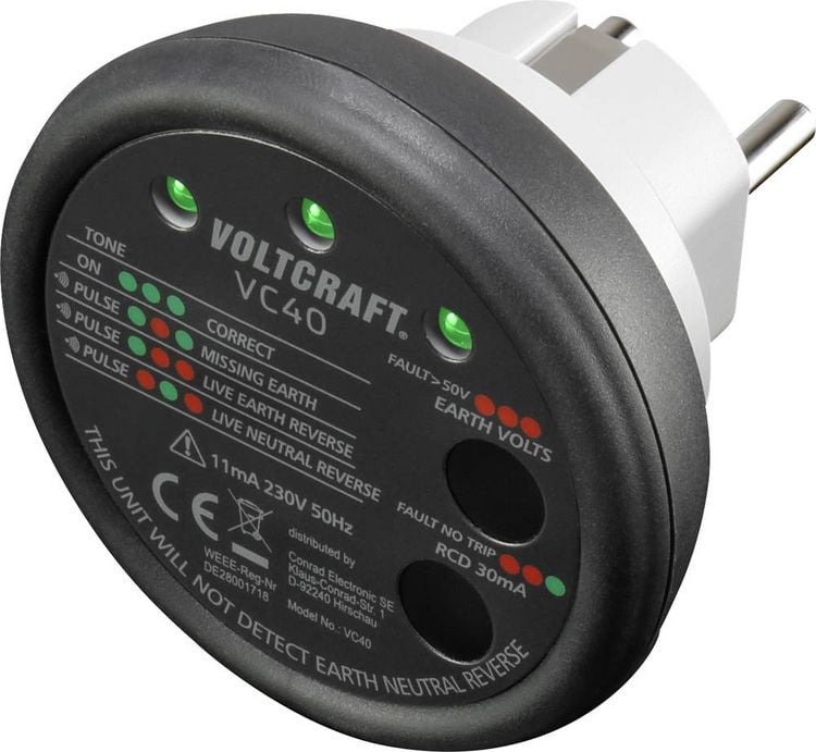 Produktbild: VOLTCRAFT VC40 Steckdosentester CAT II 300V