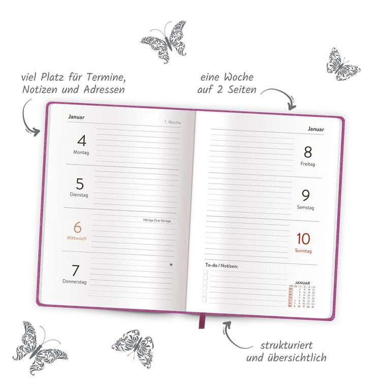 Produktbild: TR&Ouml;TSCH - Taschenkalender A6 Soft Touch Schmetterlinge 2027
