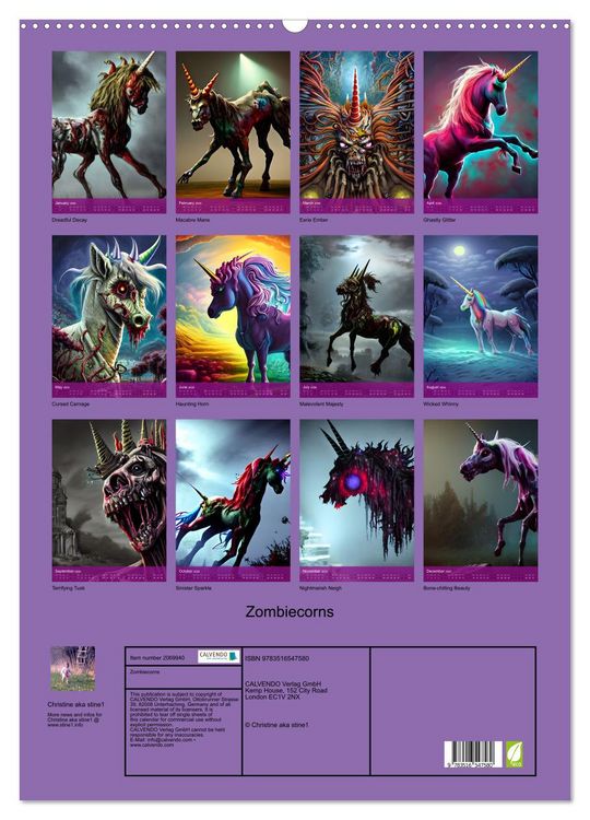 Produktbild: Zombiecorns (Wall Calendar 2026 DIN A2 portrait), CALVENDO 12 Month Wall Calendar