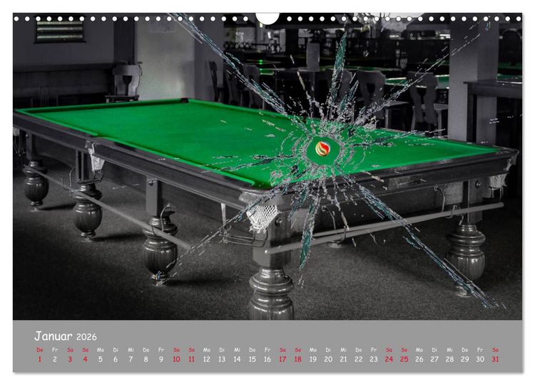 Produktbild: Freizeit Billard - Queue, Kugeln, Kreide und Tisch (Wandkalender 2026 DIN A3 quer), CALVENDO Monatskalender