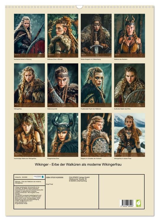 Produktbild: Wikinger - Erbe der Walk&uuml;ren als moderne Wikingerfrau (Wandkalender 2026 DIN A2 hoch), CALVENDO Monatskalender