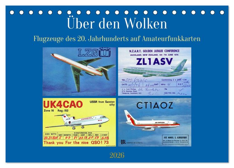 Produktbild: &Uuml;ber den Wolken - Flugzeuge des 20. Jahrhunderts auf Amateurfunkkarten (Tischkalender 2026 DIN A5 quer), CALVENDO Monatskalender